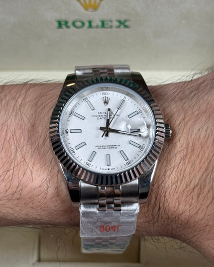 ROLEX DATEJUST PLATEADO - FONDO BLANCO JUBILEE