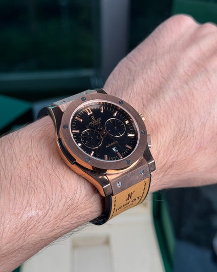 HUBLOT CRONO CLASSIC FUSION - NEGRO EXTENSIBLE GAMUZA CAMEL