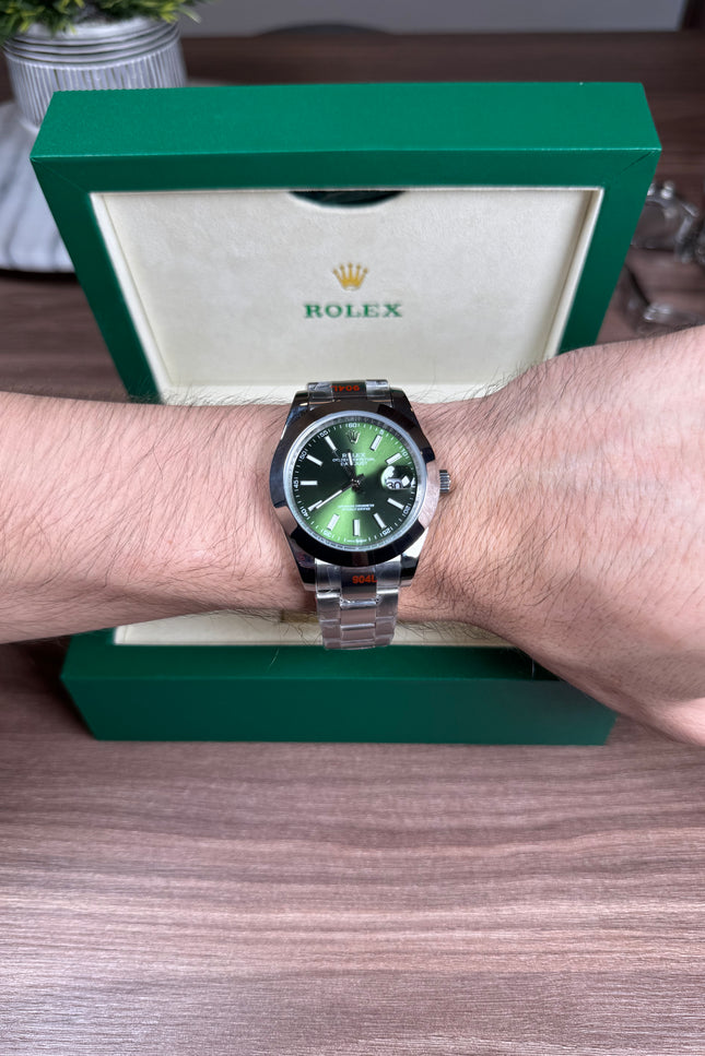 ROLEX DATEJUST PLATEADO - FONDO VERDE