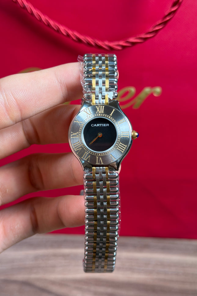CARTIER MUST 21 DOBLE TONO FONDO NEGRO