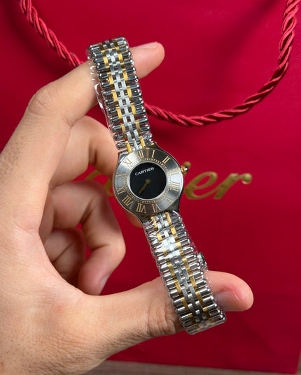 CARTIER MUST 21 DOBLE TONO FONDO NEGRO