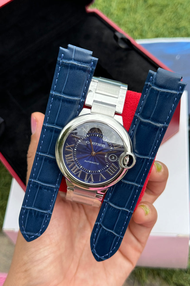 CARTIER BALLON BLEU SUIZO DOBLE EXTENSIBLE - FONDO AZUL