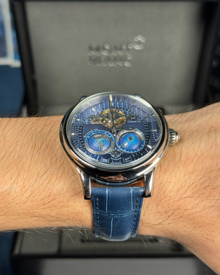 MONTBLANC TOURBILLON CYLINDRIQUE GEOSPHERES VASCO DA GAMA BLUE DIAL