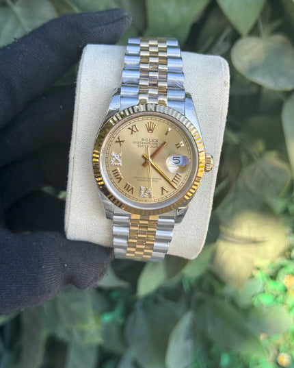 ROLEX DATEJUST DAMA 36MM DORADO SUIZO DIAMANTES