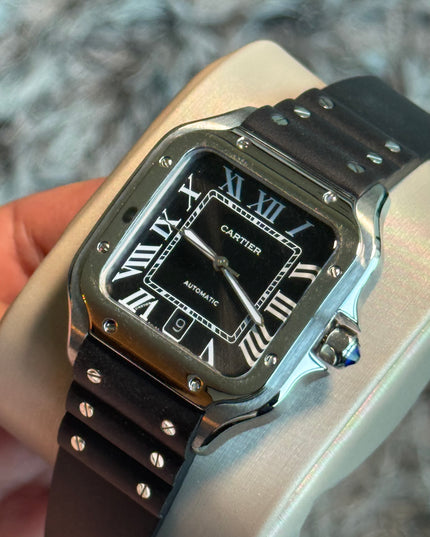 CARTIER SANTOS EXTENSIBLE CAUCHO - FONDO NEGRO