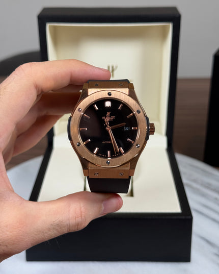 HUBLOT CLASSIC FUSION CERAMIC KING GOLD BLACK DIAL