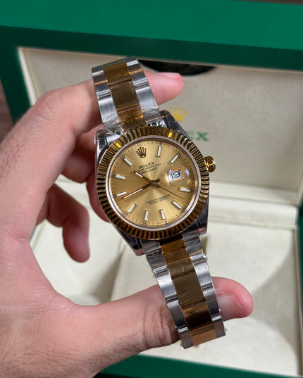 ROLEX DATEJUST SUIZO - DOBLE TONO FONDO DORADO
