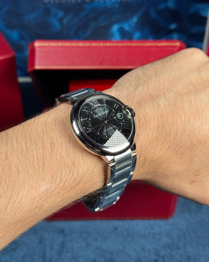 CARTIER BALLON BLEU SUIZO DOBLE EXTENSIBLE - FONDO NEGRO