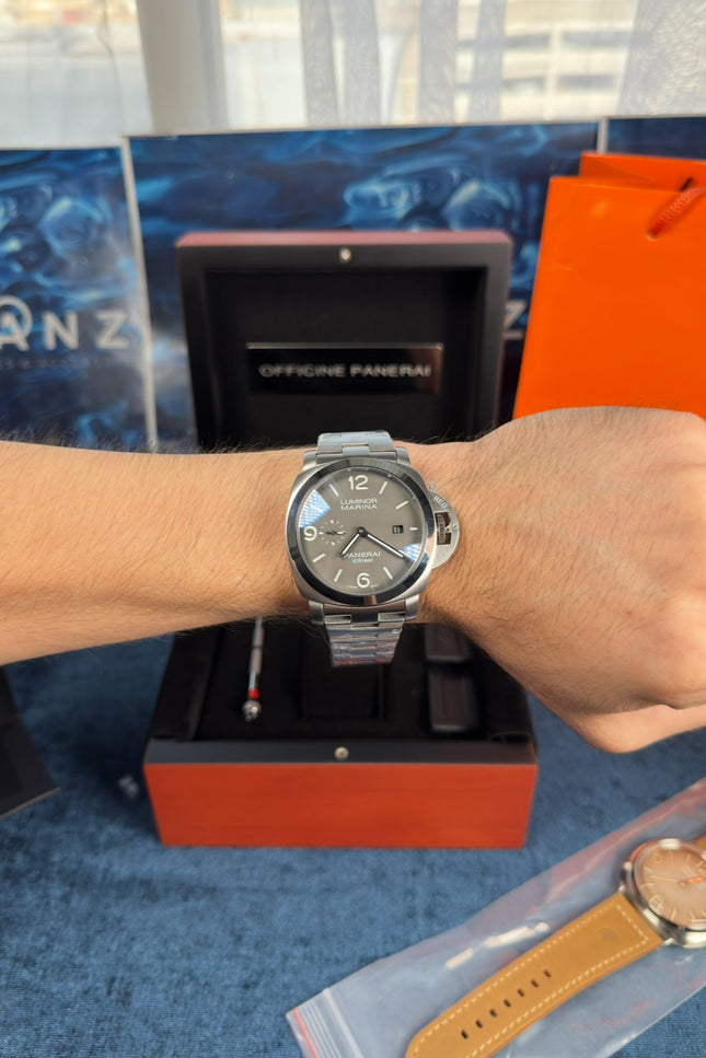 PANERAI LUMINOR MARINA ESTEEL - PLATA FONDO GRIS