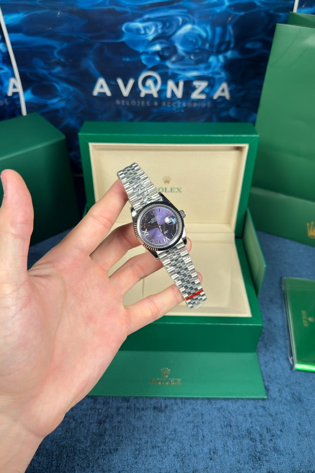 ROLEX DATEJUST DAMA 36MM VIOLETA SUIZO DIAMANTES