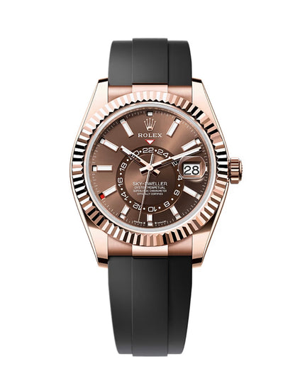ROLEX SKY-DWELLER CAUCHO - MARRÓN