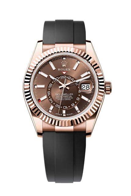 ROLEX SKY-DWELLER CAUCHO - MARRÓN