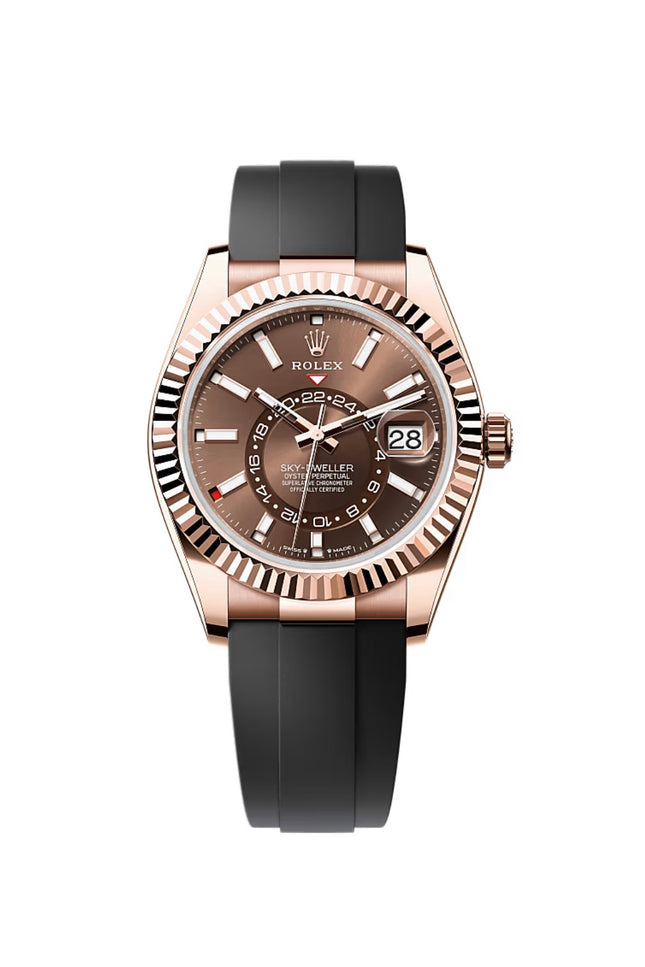 ROLEX SKY-DWELLER CAUCHO - MARRÓN