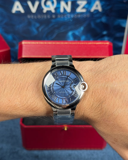CARTIER BALLON BLEU SUIZO DOBLE EXTENSIBLE - FONDO AZUL