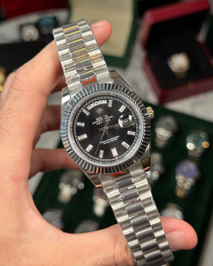 ROLEX DAY DATE PLATEADO - FONDO NEGRO