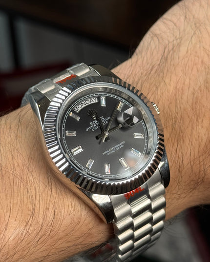 ROLEX DAY DATE PLATEADO - FONDO NEGRO