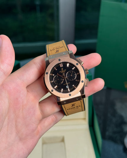 HUBLOT CRONO CLASSIC FUSION - NEGRO EXTENSIBLE GAMUZA CAMEL