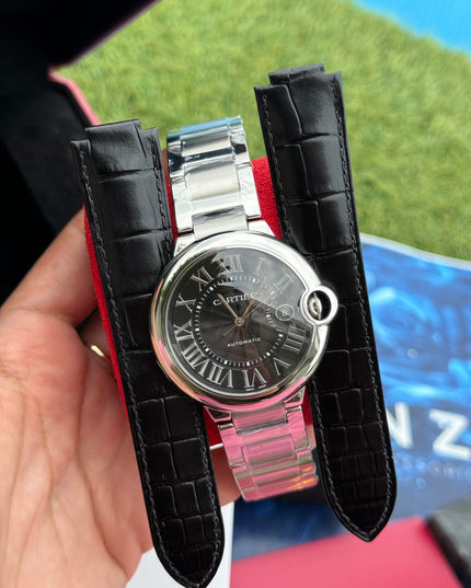 CARTIER BALLON BLEU SUIZO DOBLE EXTENSIBLE - FONDO NEGRO
