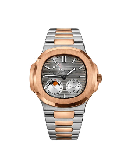 PATEK PHILIPPE NAUTILUS MOON PHASE ROSE GOLD WHITE DIAL