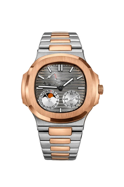 PATEK PHILIPPE NAUTILUS MOON PHASE ROSE GOLD WHITE DIAL