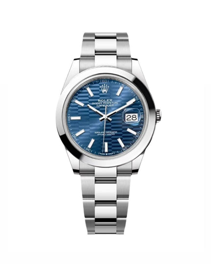 ROLEX DATEJUST PLATEADO - FONDO AZUL GEOMÉTRICO OYSTER