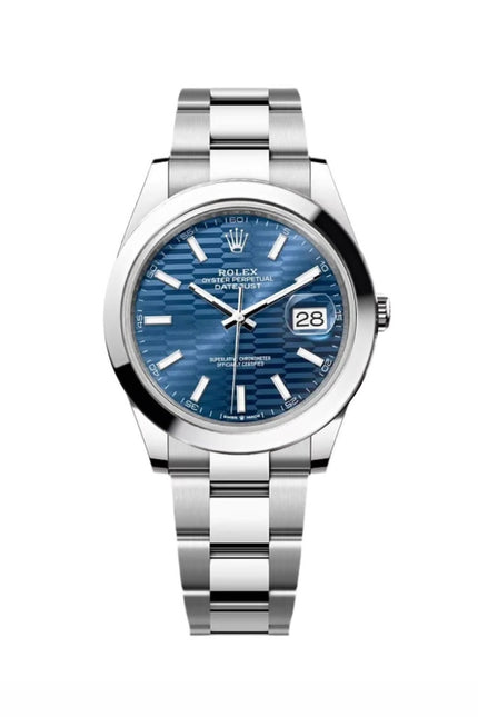ROLEX DATEJUST PLATEADO - FONDO AZUL GEOMÉTRICO OYSTER