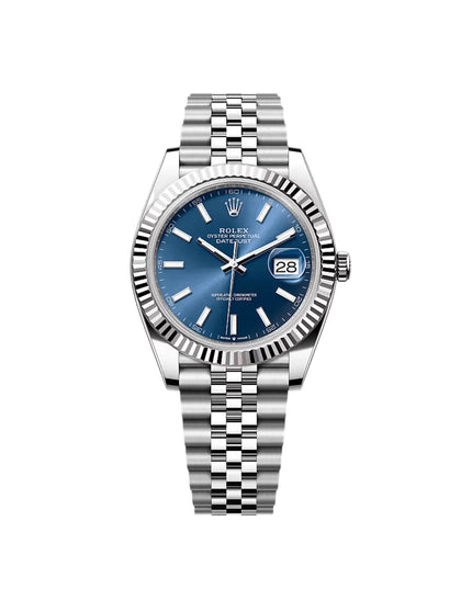 ROLEX DATEJUST PLATEADO - FONDO AZUL