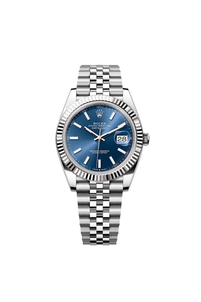 ROLEX DATEJUST PLATEADO - FONDO AZUL