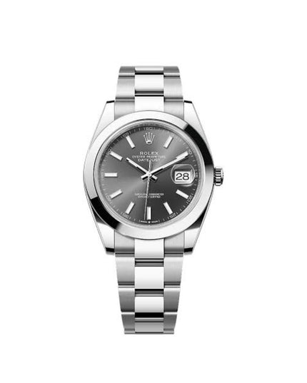 ROLEX DATEJUST 41 PLATEADO - FONDO GRIS