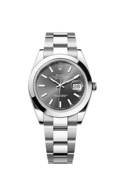 ROLEX DATEJUST 41 PLATEADO - FONDO GRIS