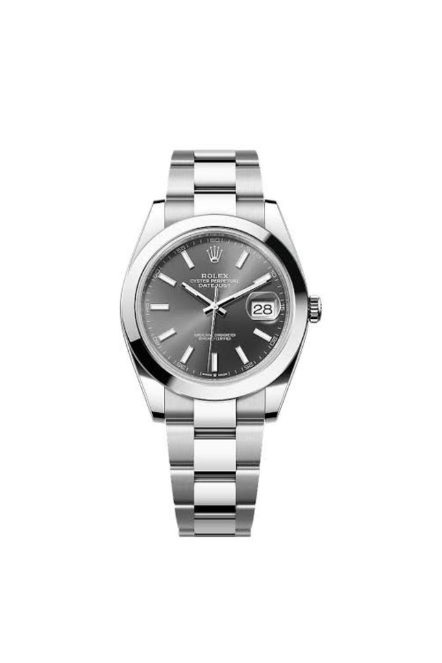 ROLEX DATEJUST 41 PLATEADO - FONDO GRIS
