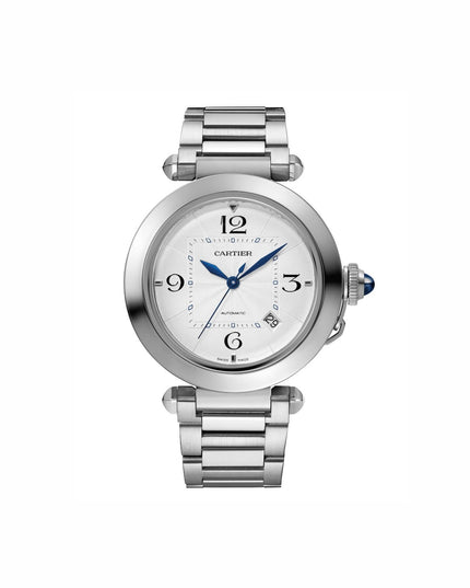 CARTIER PASHA PLATEADO FONDO BLANCO