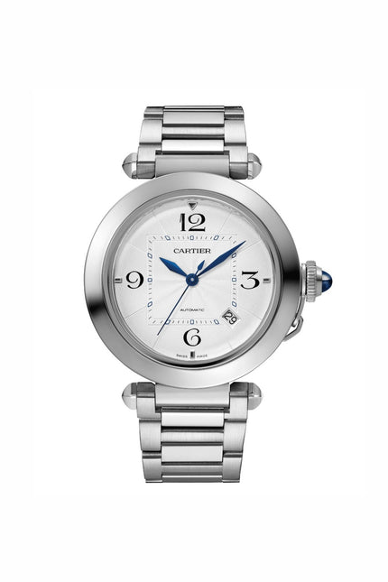 CARTIER PASHA PLATEADO FONDO BLANCO