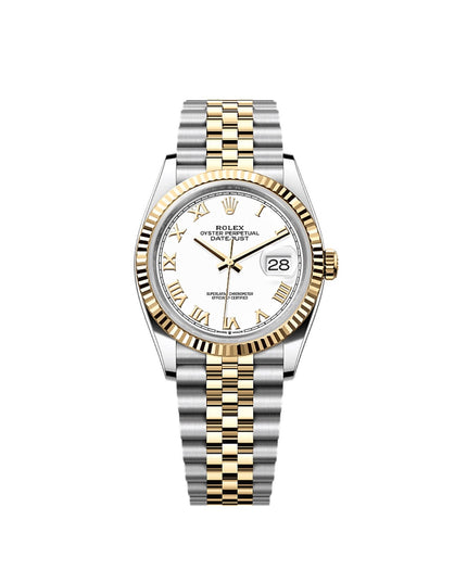 ROLEX DATEJUST  - DOBLE TONO, ROMANO FONDO BLANCO