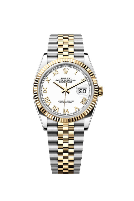 ROLEX DATEJUST  - DOBLE TONO, ROMANO FONDO BLANCO