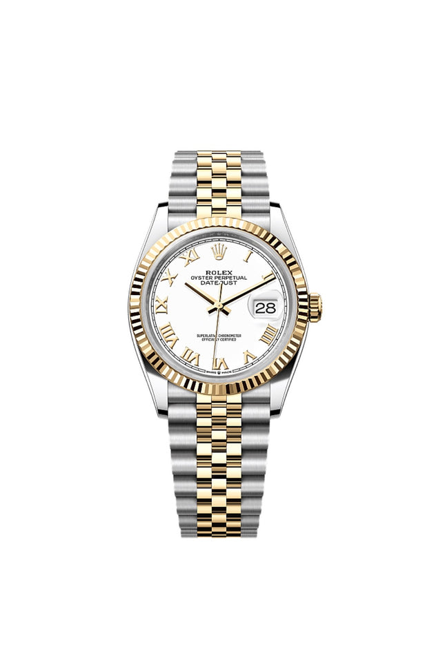 ROLEX DATEJUST  - DOBLE TONO, ROMANO FONDO BLANCO