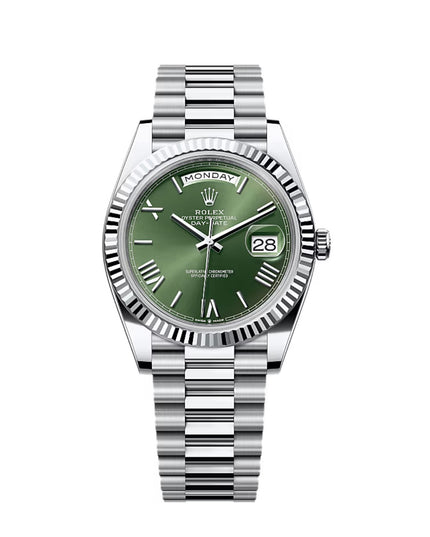 ROLEX DAY DATE PLATEADO - FONDO VERDE