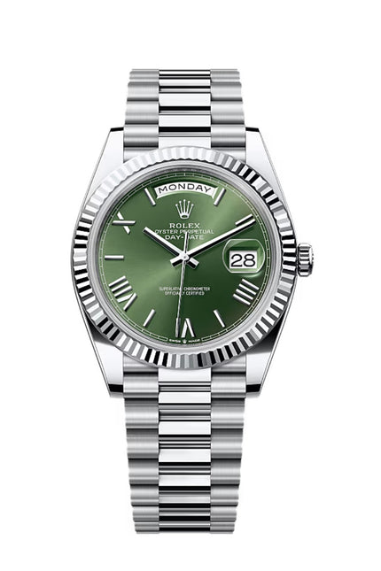 ROLEX DAY DATE PLATEADO - FONDO VERDE