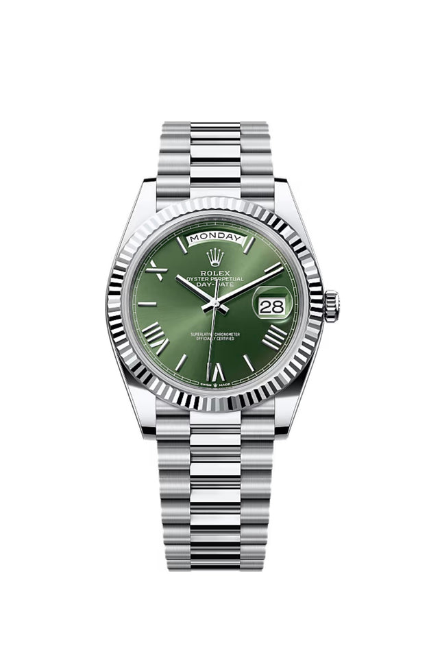 ROLEX DAY DATE PLATEADO - FONDO VERDE