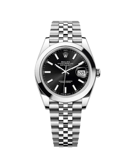 ROLEX DATEJUST PLATEADO - FONDO NEGRO OYSTER