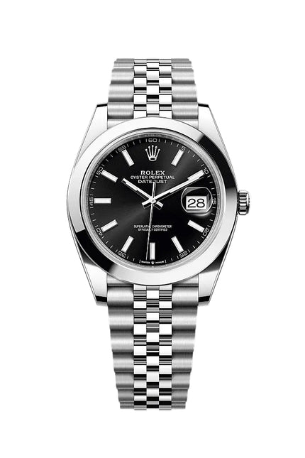 ROLEX DATEJUST PLATEADO - FONDO NEGRO OYSTER