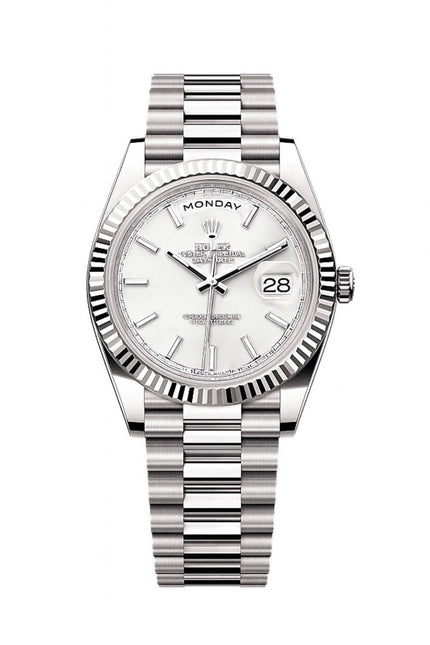 ROLEX DAY DATE PLATEADO - FONDO BLANCO