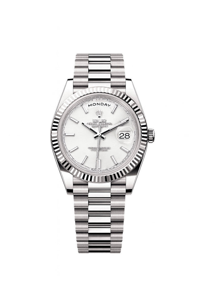 ROLEX DAY DATE PLATEADO - FONDO BLANCO