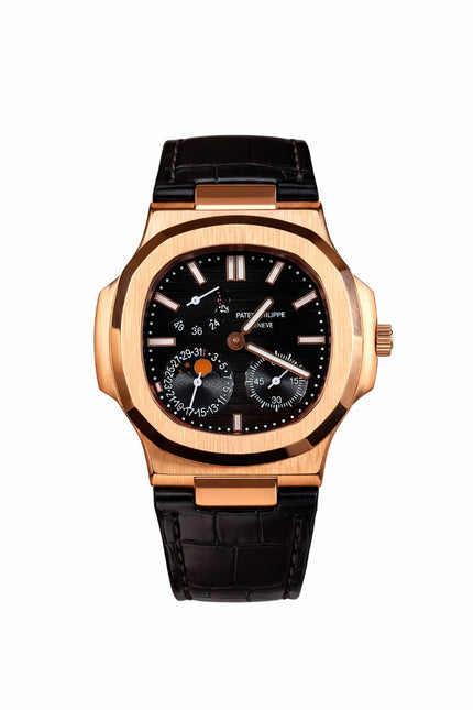 PATEK PHILIPPE NAUTILUS MOON PHASE ROSE GOLD CORREA CUERO