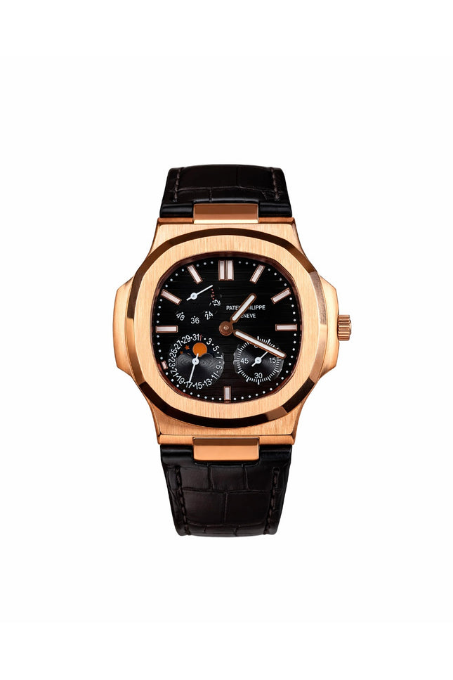 PATEK PHILIPPE NAUTILUS MOON PHASE ROSE GOLD CORREA CUERO