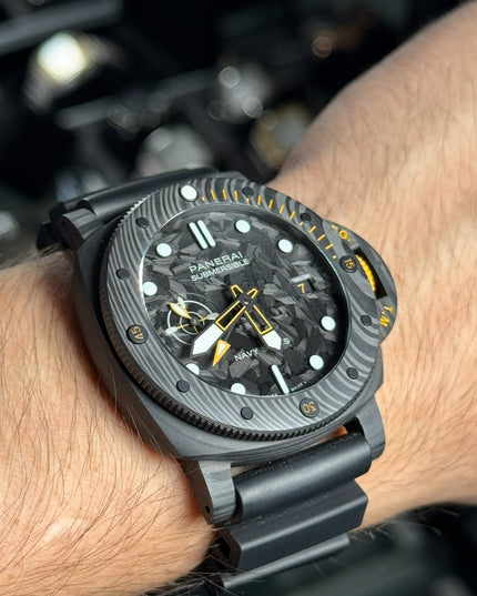 PANERAI SUBMERSIBLE GMT BLACK CARBON FIBER 44MM SUIZO